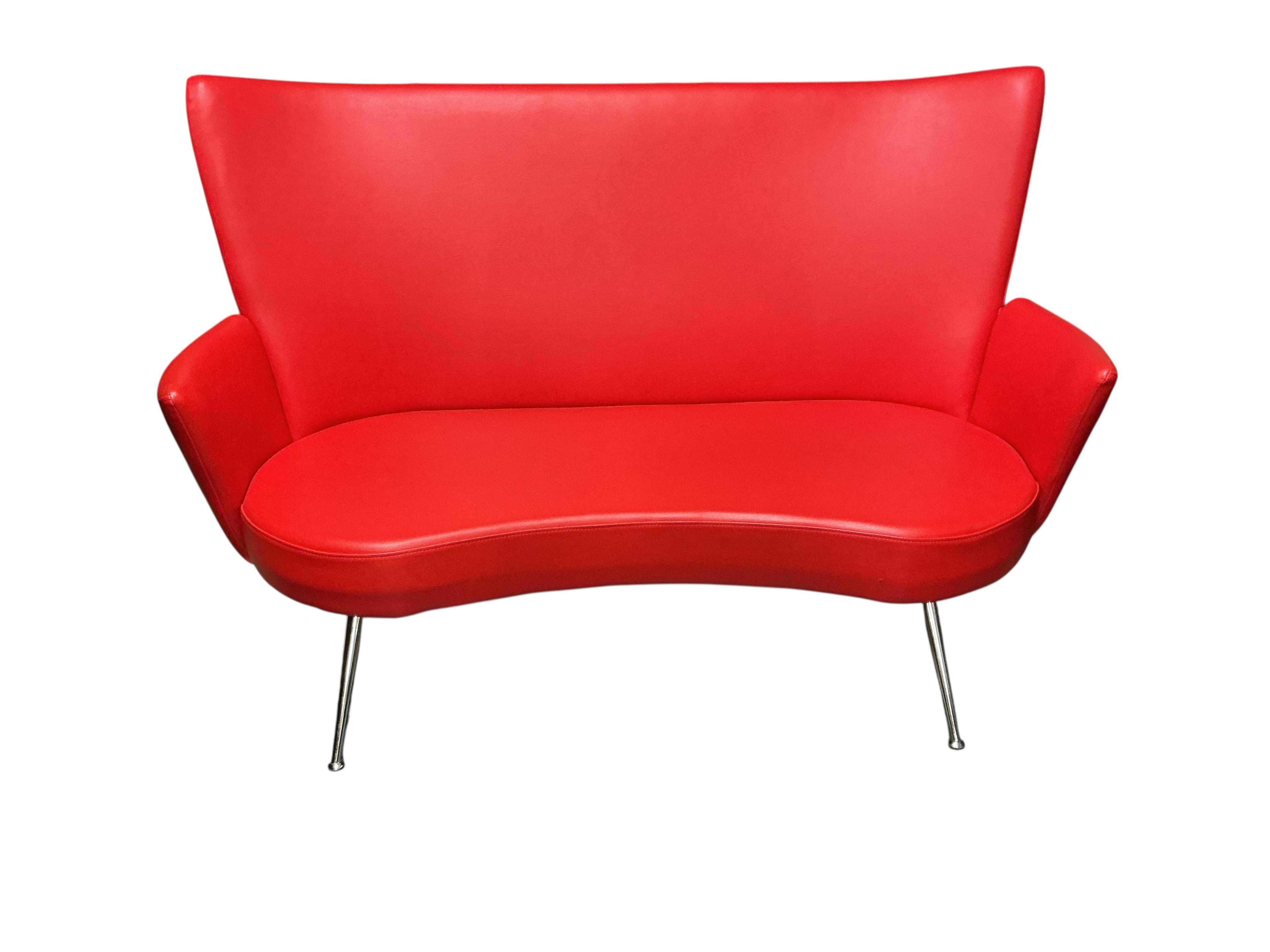 A Contemporary Italian red leather three piece suite, sofa width 145cm, depth 50cm, height 101cm